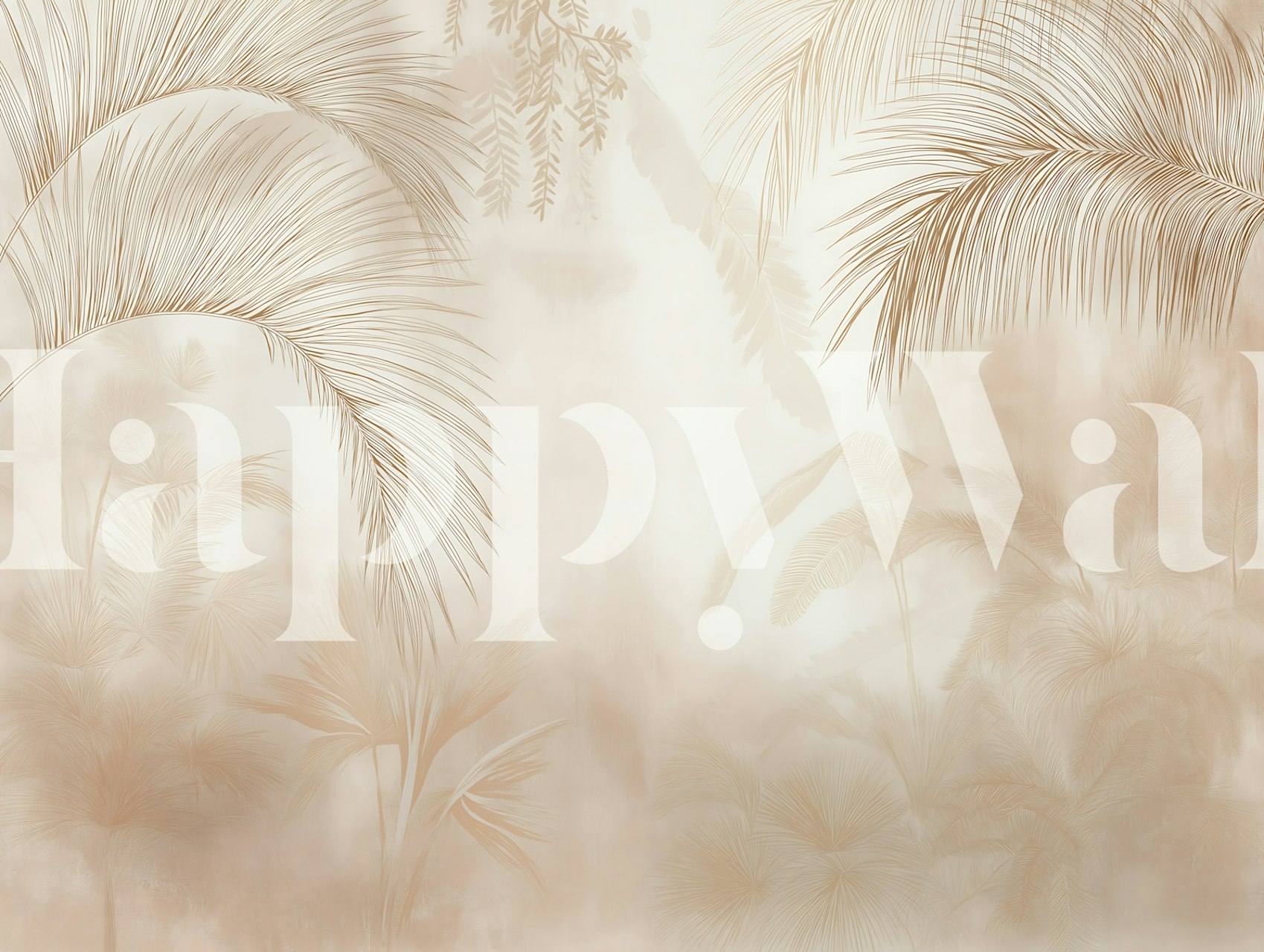 Sepia Palm Fronds Mist wallpaper in a room