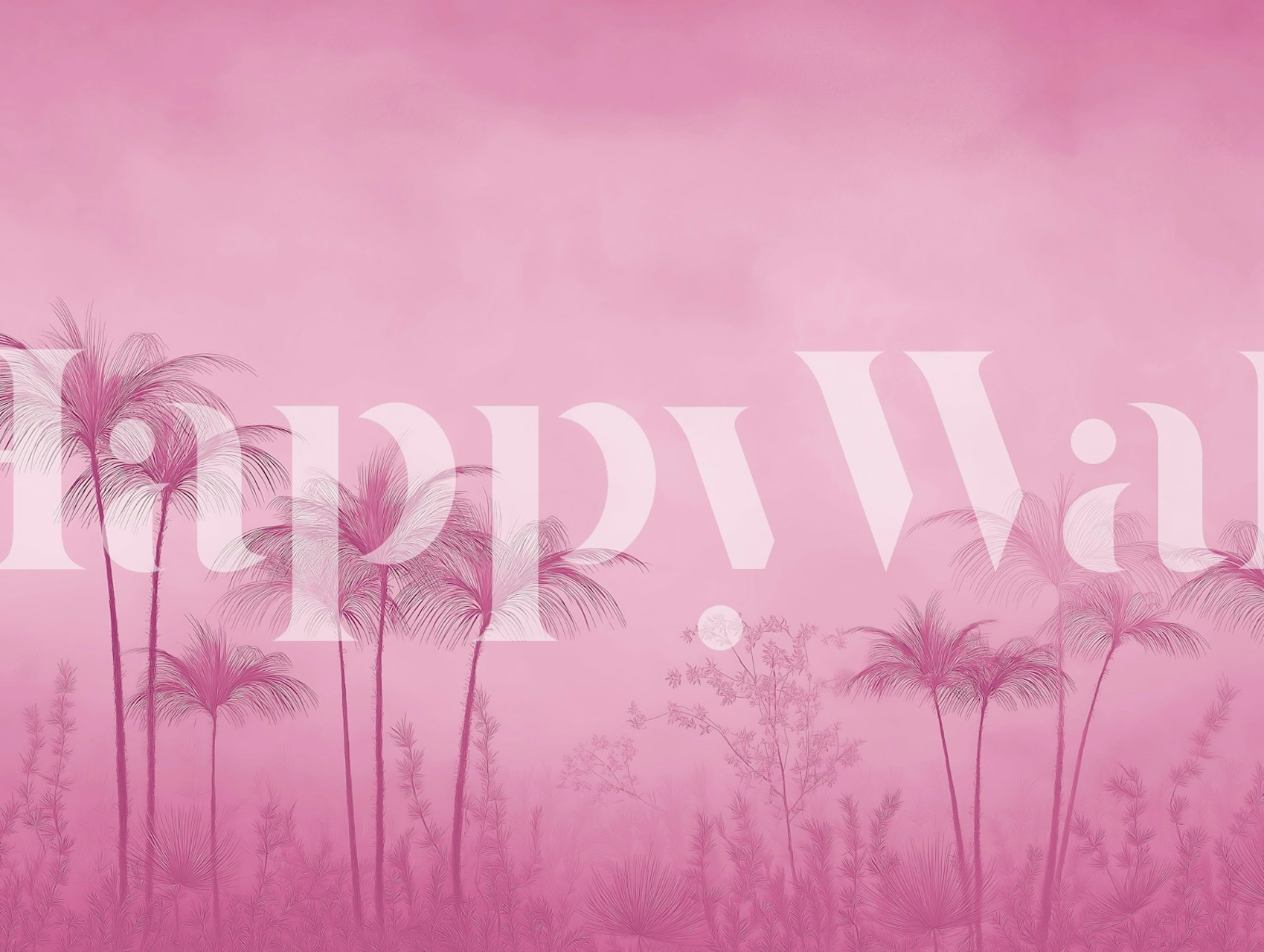 Pink Palm Mist Tapete in einem Raum