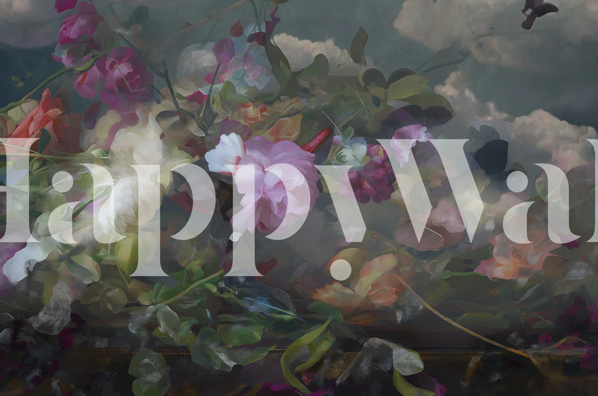 Moody Floral Dreamscape tapet i et rum