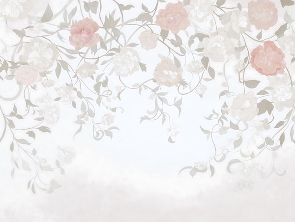 Blush Floral Vines on Soft White