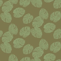 Sage Monstera on Olive behang