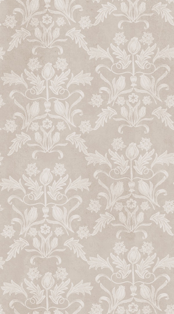 Floral Block Print Damask - Greige