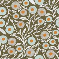 Earthy Olive Scandi Folk Floral wallpaper