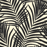 Coastal Palm Leaves - Art Deco Black Cream 2 wallpaper