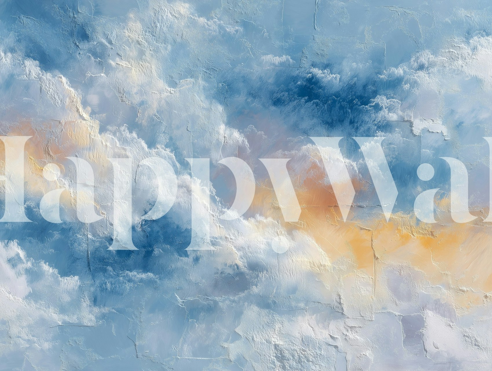 Nuvens de sonho Dreamy cloudscape textured plaster wallpaper em um quarto