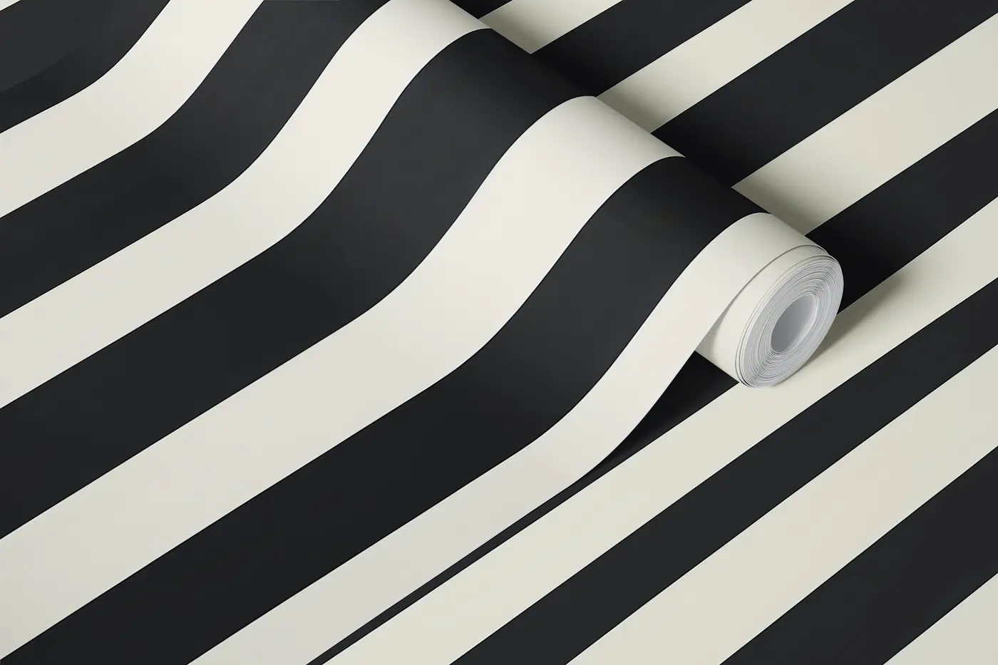 Thin and Thick Stripes Black wallpaper roll