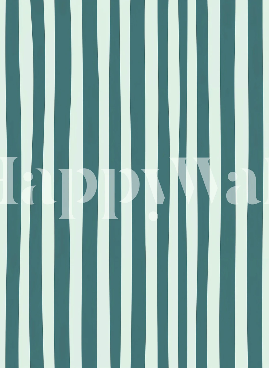 Thin and Thick Stripes Cyan wallpaper in a room