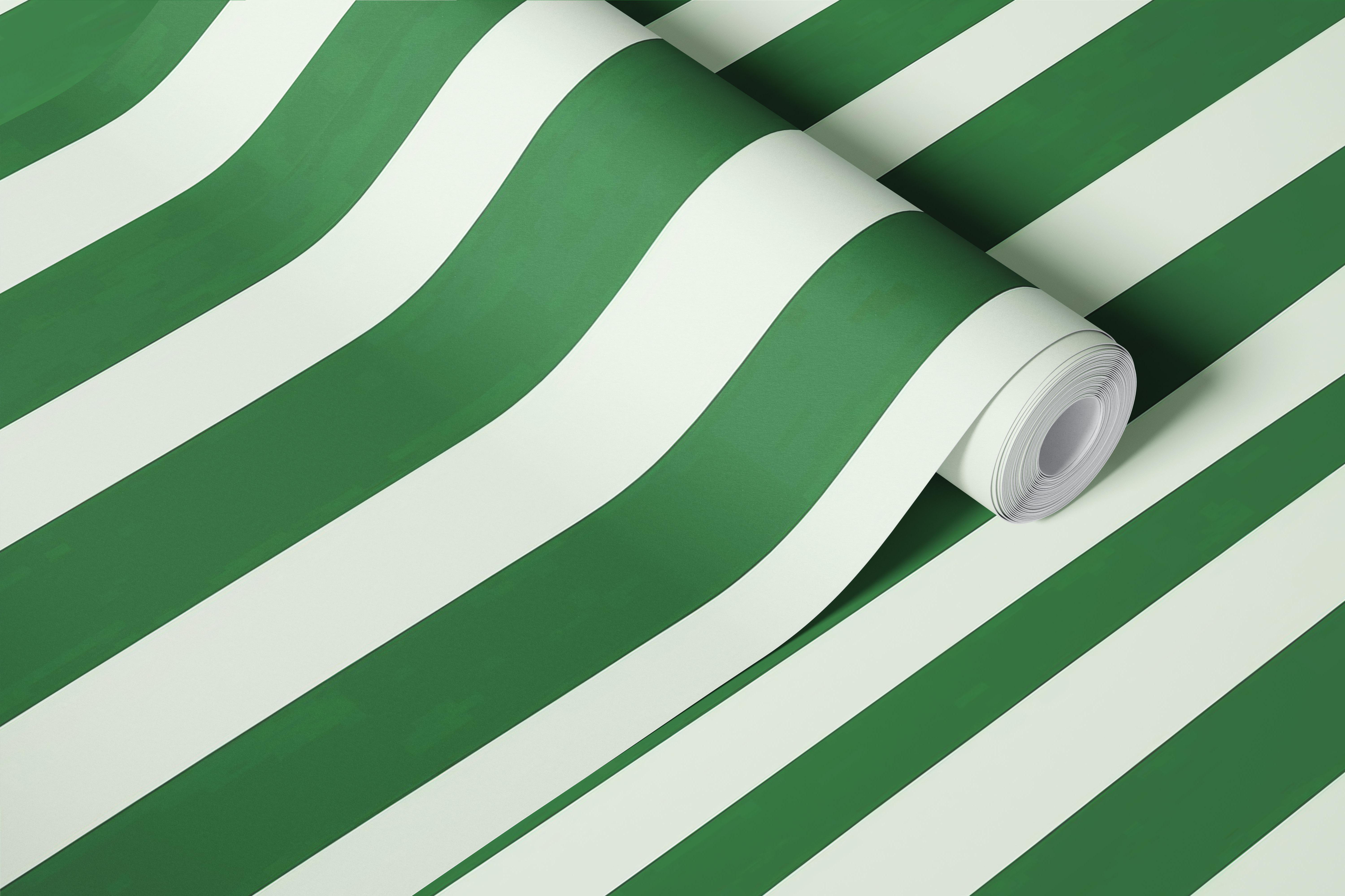 Green thin and thick stripes wallpaper in a room