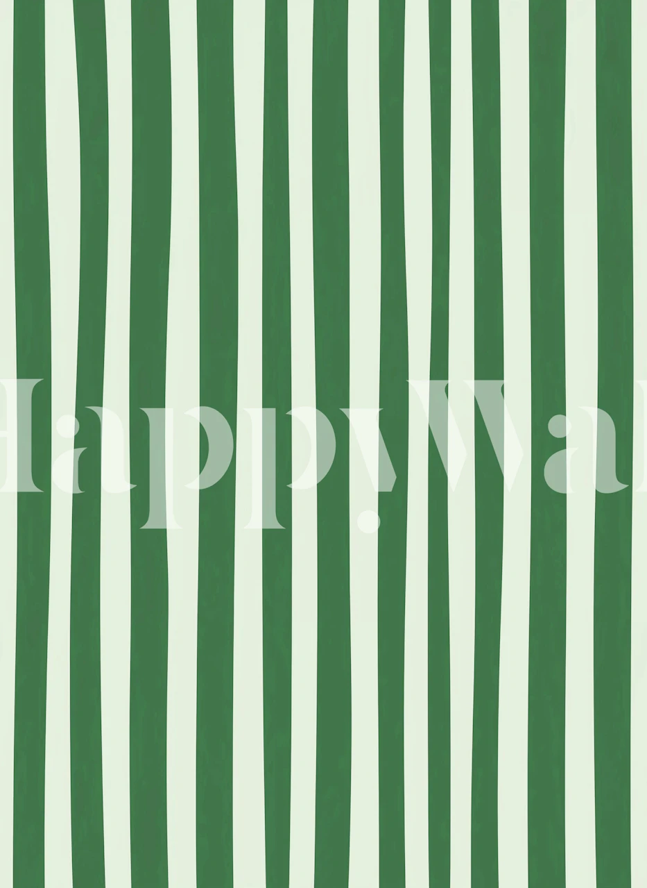 Papel de parede verde Thin and Thick Stripes em um quarto