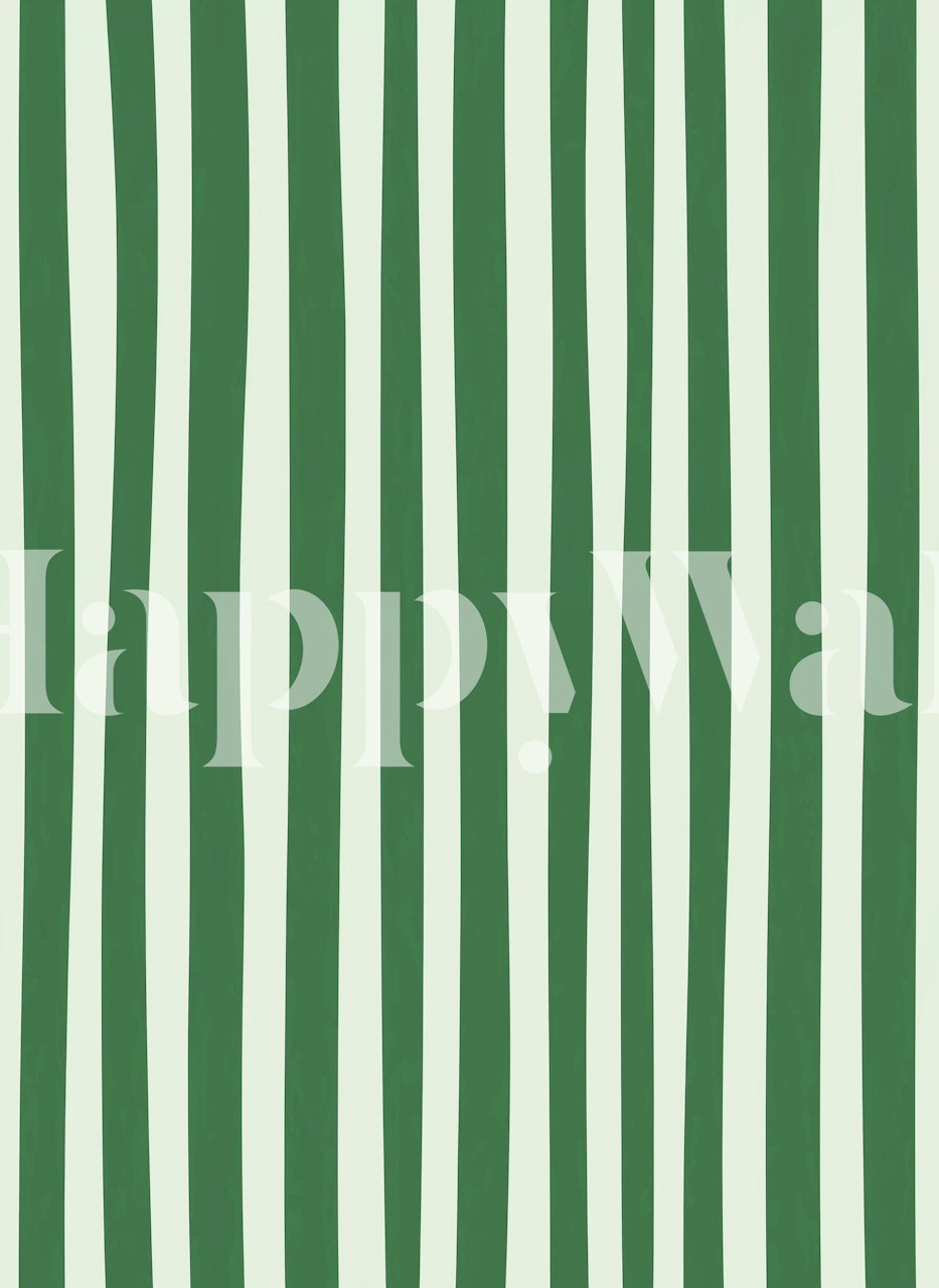 Green thin and thick stripes wallpaper in a room