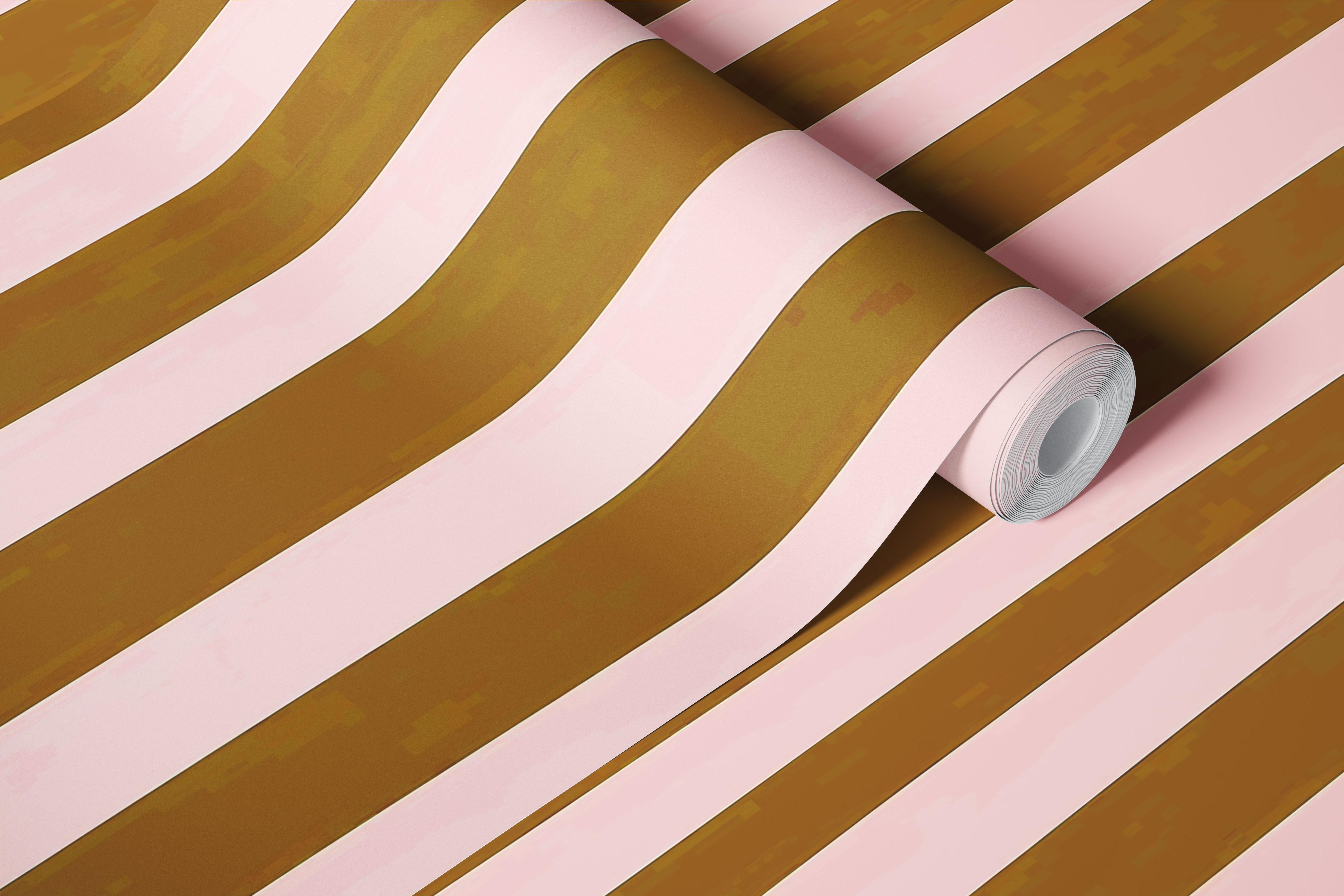 Thin and Thick Stripes Pink Truffle wallpaper in a room