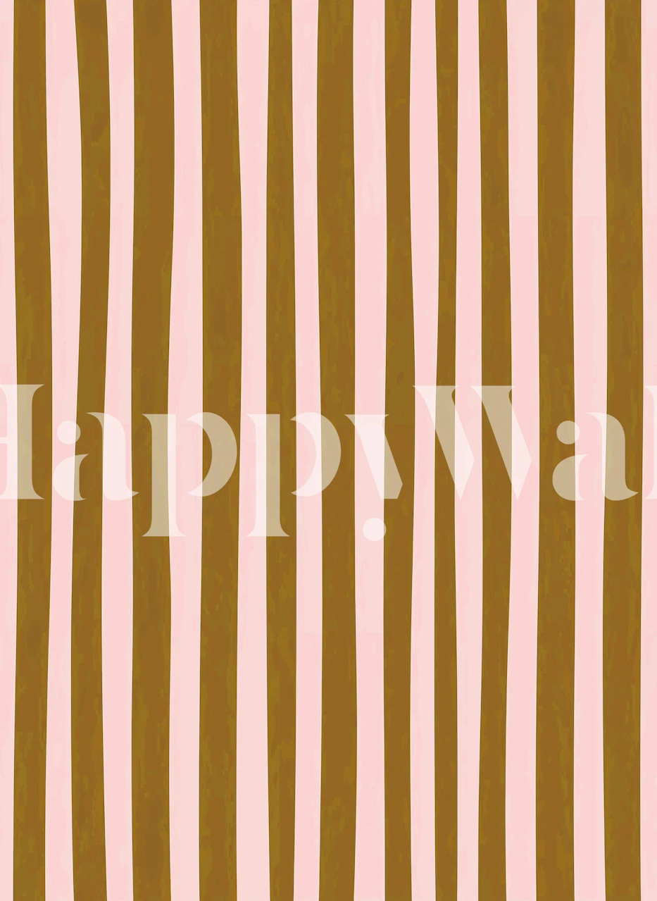 Thin and Thick Stripes Pink Truffle wallpaper in a room