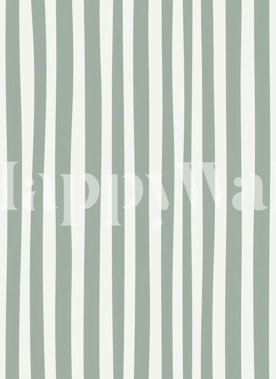 Mint thin and thick stripes wallpaper in a room