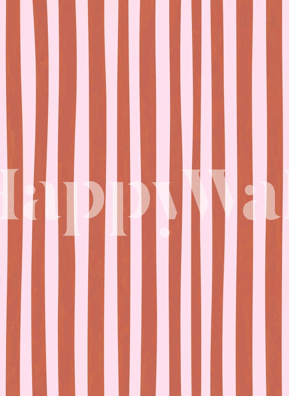 Thin and thick strawberry striped wallpaper in a room