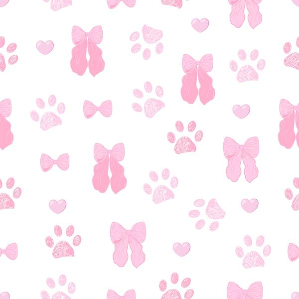 Pink bows hearts paw