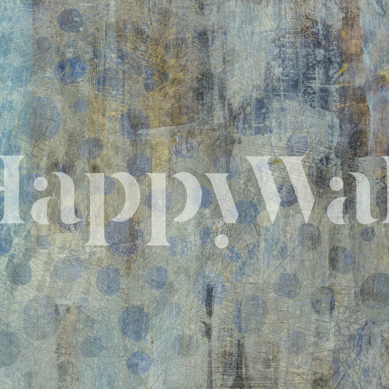 Abstract blue beige dotted wallpaper in a room