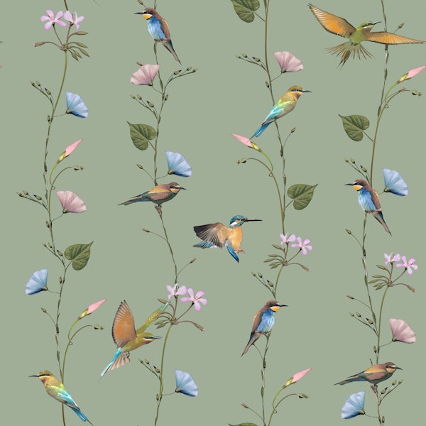 Botanical Birds in Soft Pastels
