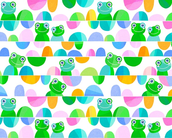 Playful Retro Frogs - Mid-Century Geometry
