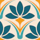 Retro Scandinavian Bloom in Teal Orange - L