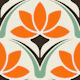 Retro Scandinavian Bloom in Orange Green - L