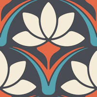 Retro Scandinavian Bloom in Red Blue - S wallpaper