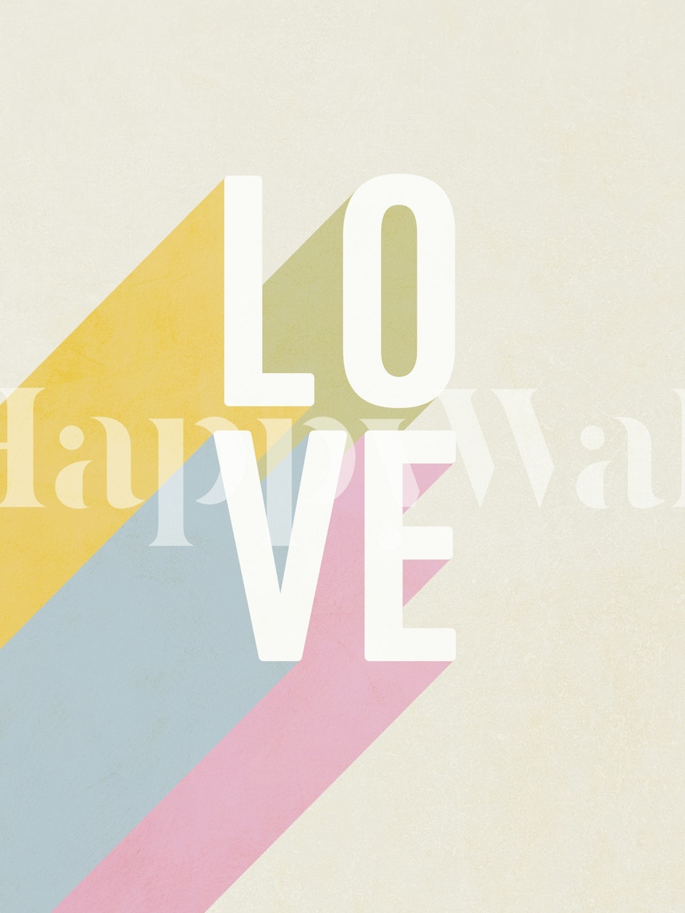 Retro pastel typography wallpaper in a room