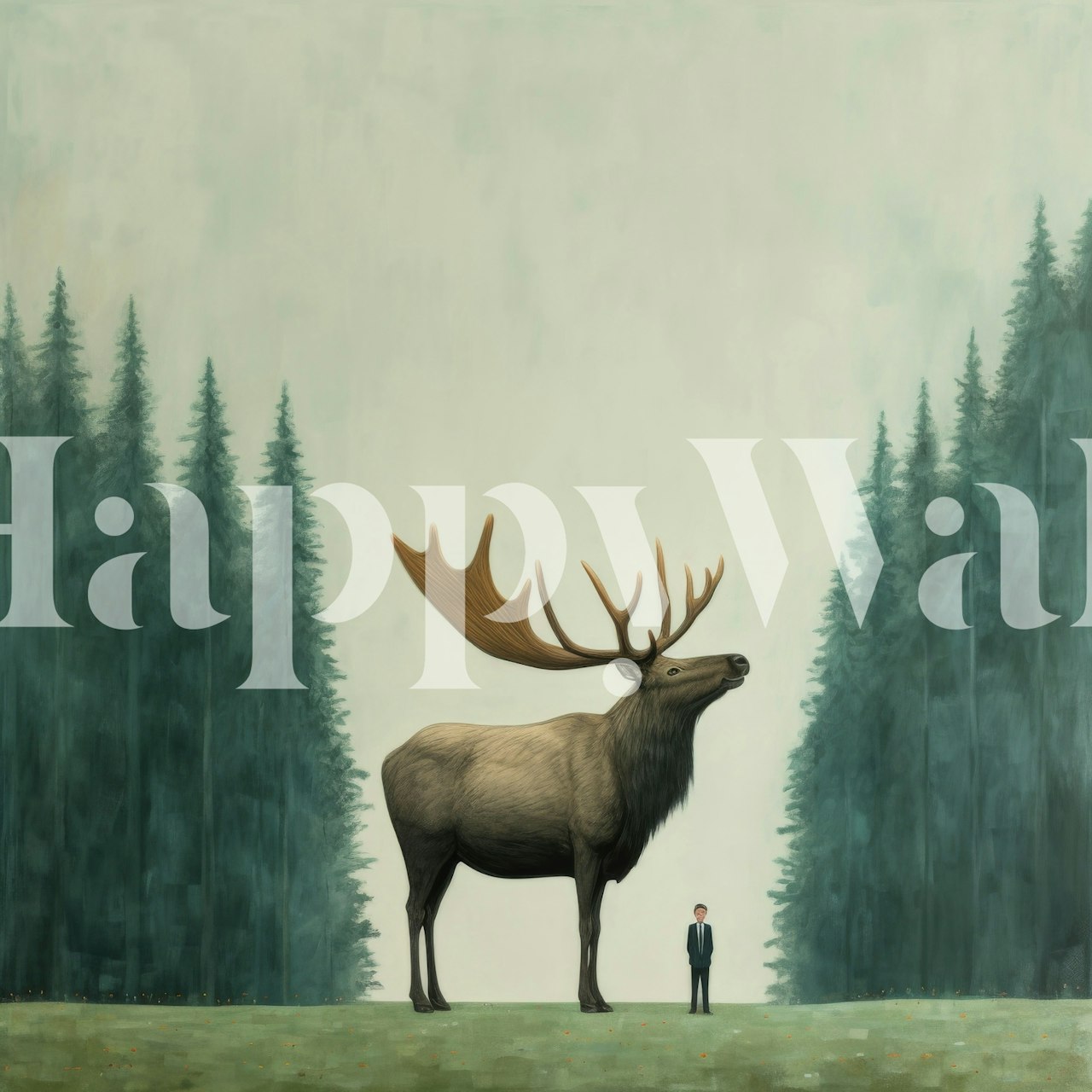 Minimal Elk Presence wallpaper in a room