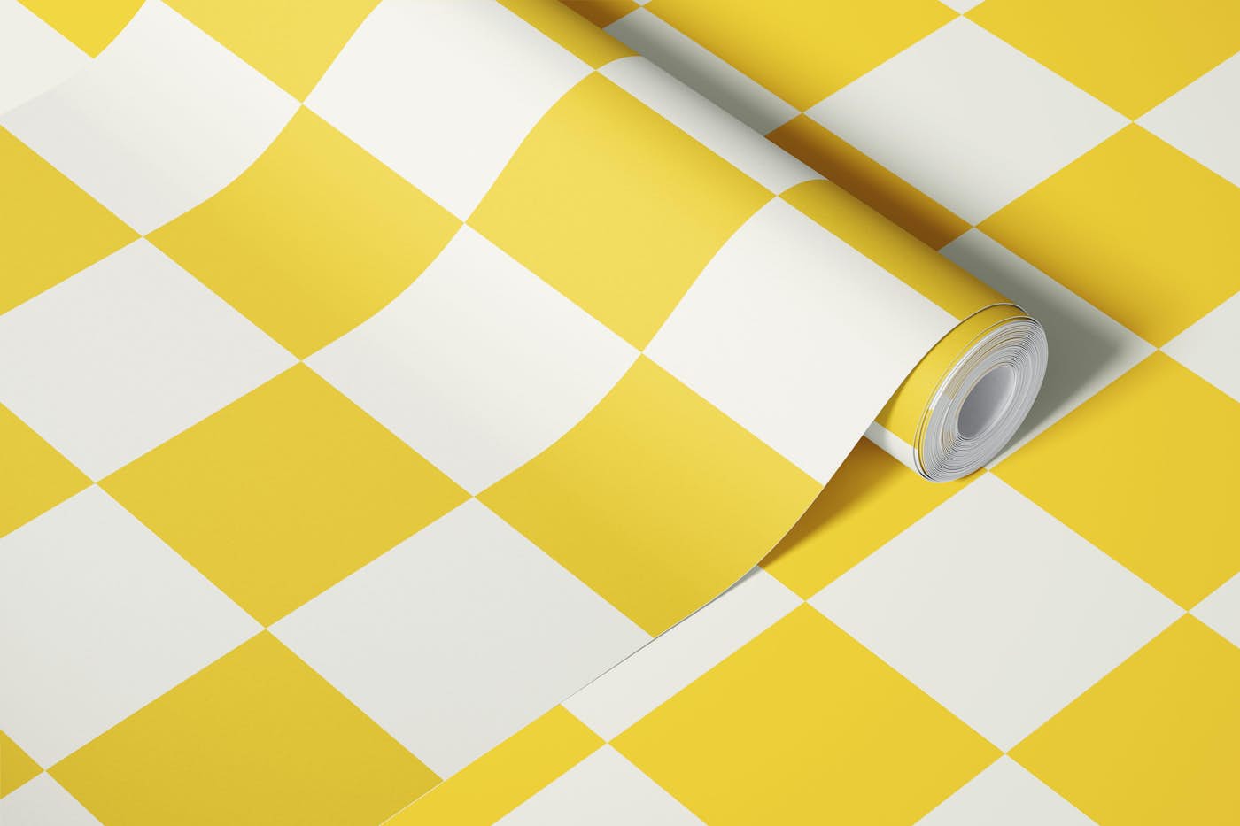 Yellow and white checkerboard - small wallpaper roll