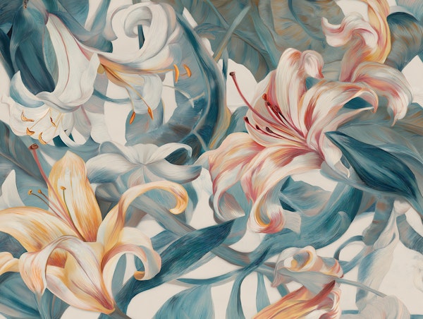 Teal Lily Bloom Symphony