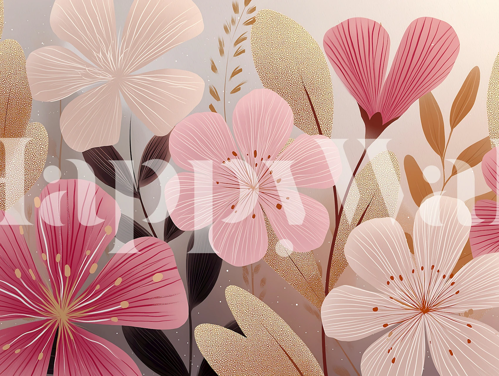 Blush Floral Garden wallpaper in a room setting