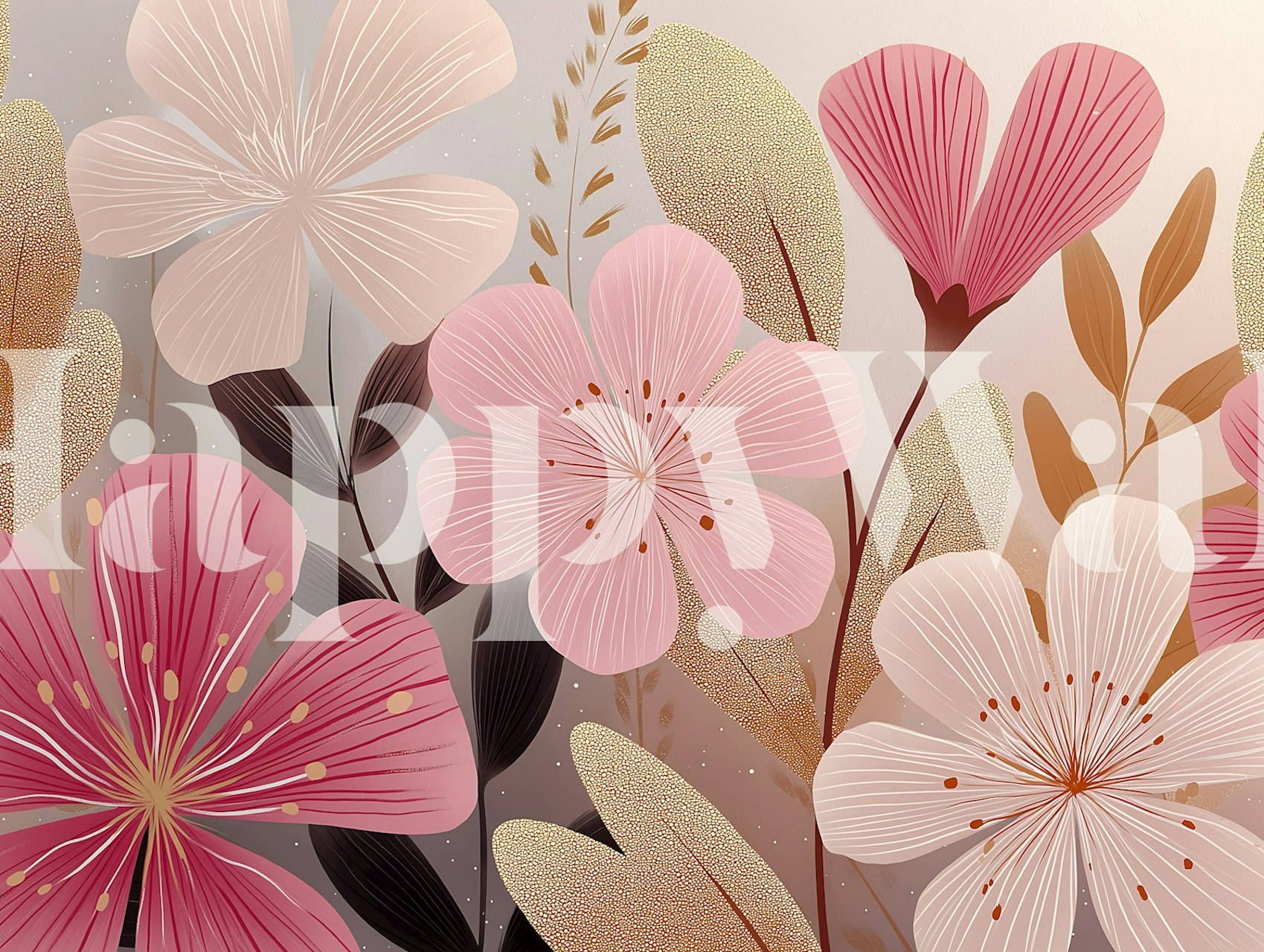 Blush Floral Garden tapet i en rumindretning