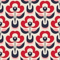 Retro Nordic Florals Red behang