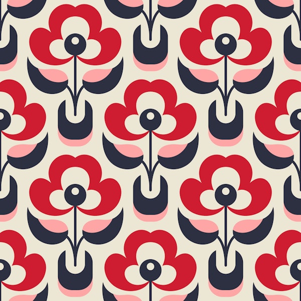 Retro Nordic Florals Red
