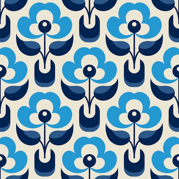 Retro Nordic Florals Blue