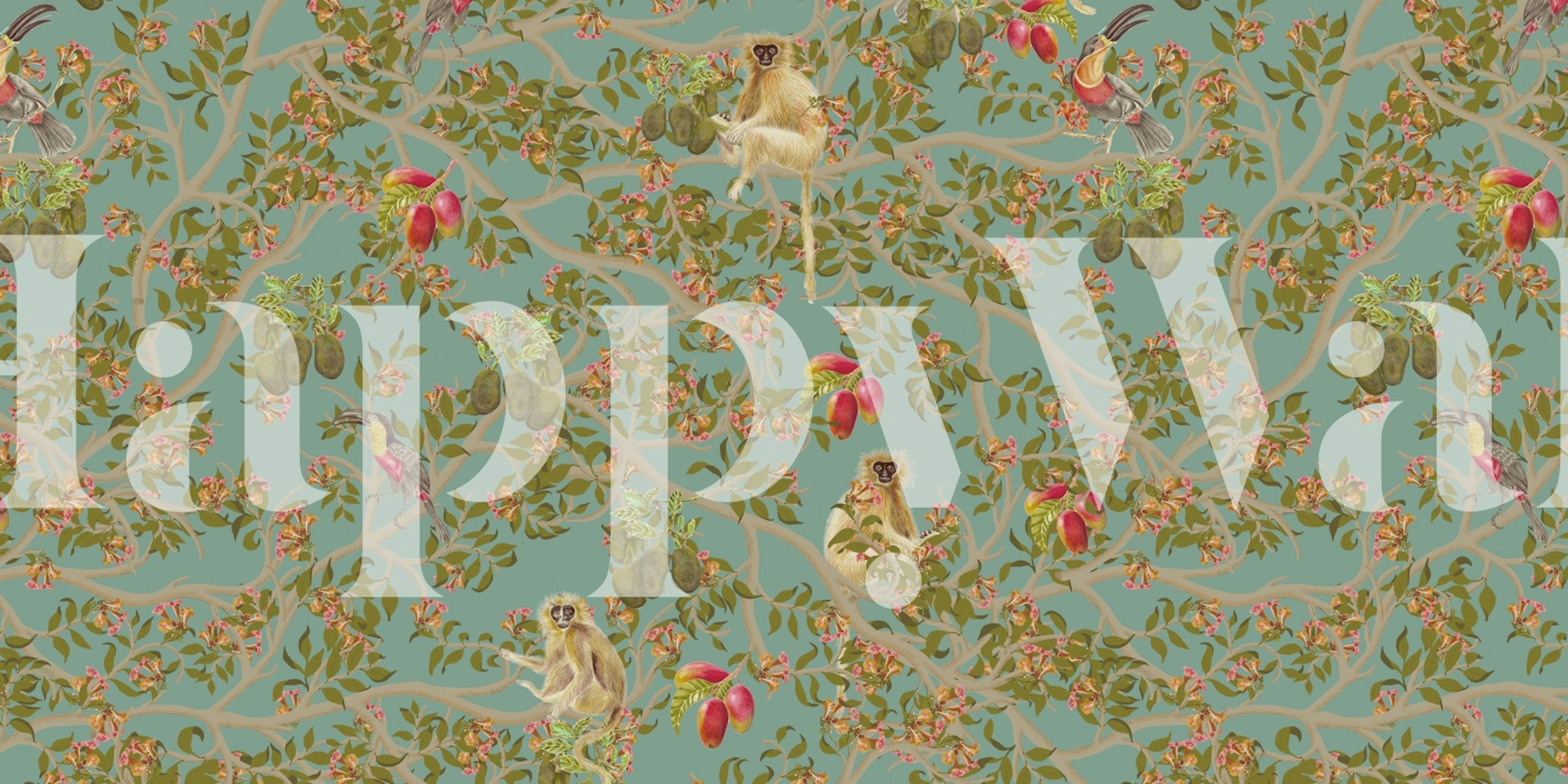 Ariel Toucans In Teal wallpaper design