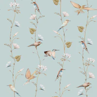 Pastel Birds and Morning Glory wallpaper