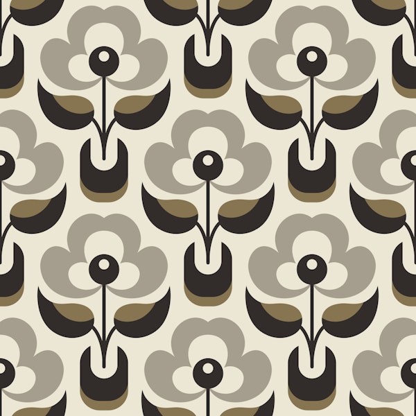 Retro Nordic Florals Beige Brown