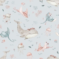 Underwater Floral - blue wallpaper