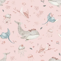 Underwater Floral - pink - small wallpaper
