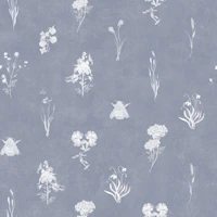 Botanical Wildflower Medley - Dove Blue wallpaper