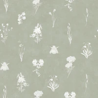 Botanical Wildflower Medley - Sage Green wallpaper