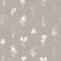 Botanical Wildflower Medley - Greige wallpaper