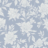 Powder Blue Peony Silhouettes tapet