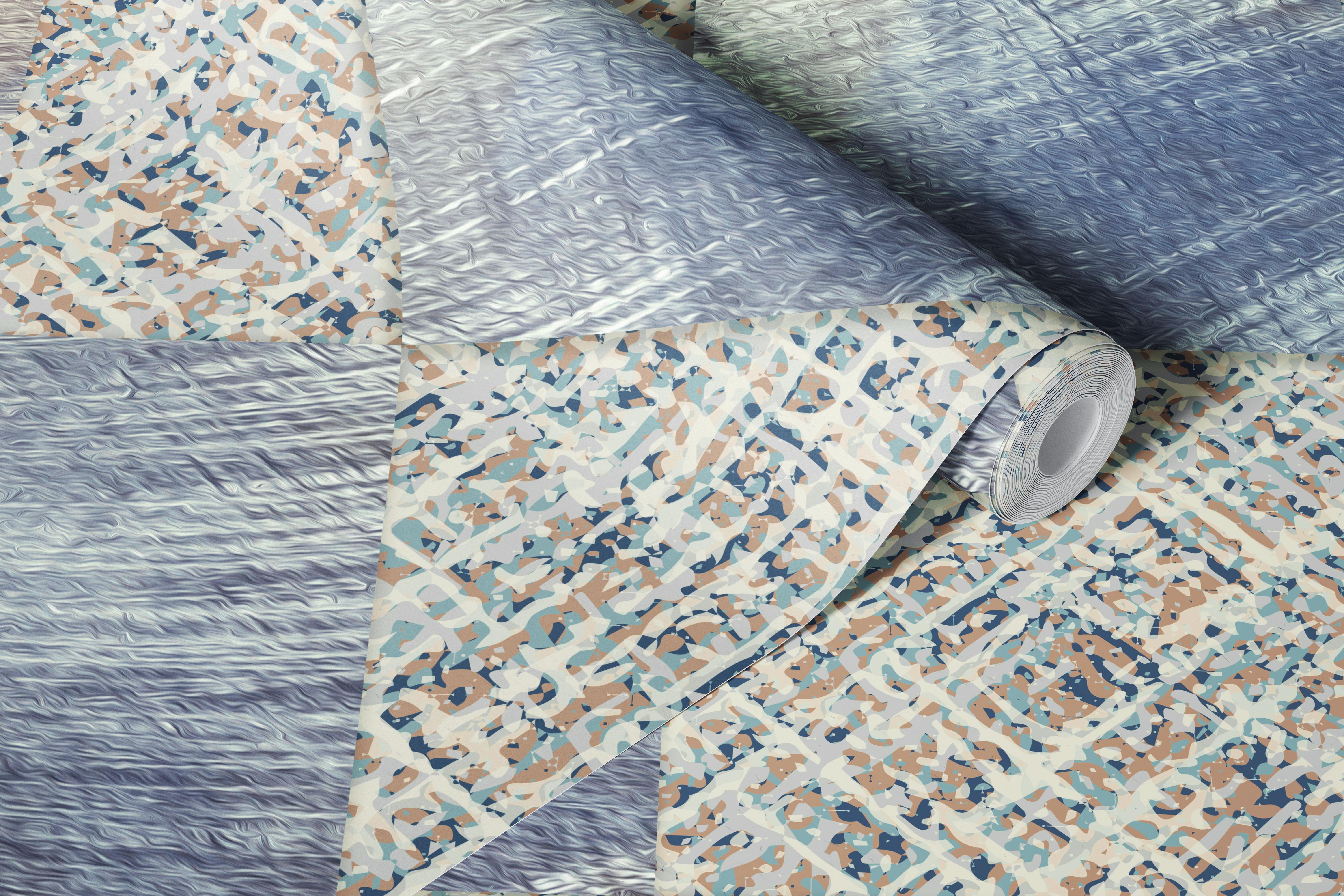 Papel de parede Geometric Diamond Weave Texture em um quarto