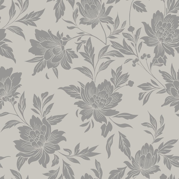 Vintage Peony Silhouette Gray