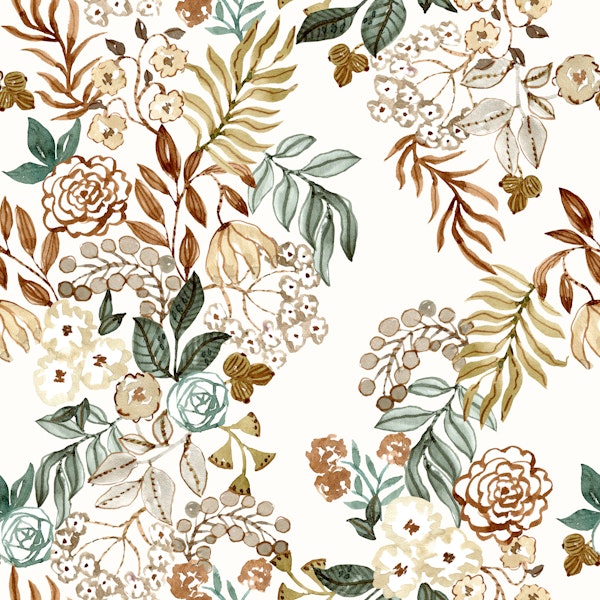 Cream and Rust Floral