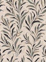 Boho Leaves - beige & black tapety