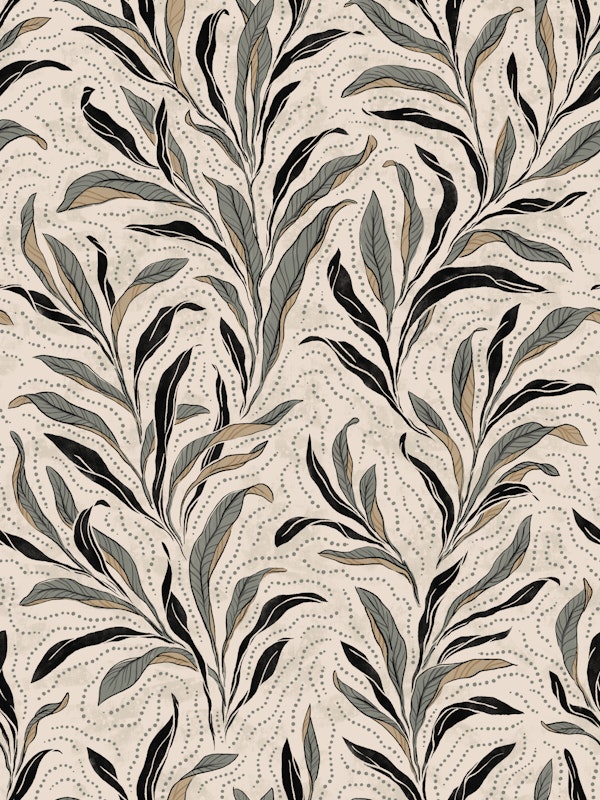 Boho Leaves - beige & black