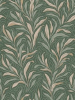 Boho Leaves - green & sand tapet