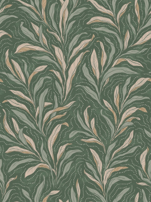 Boho Leaves - green & sand